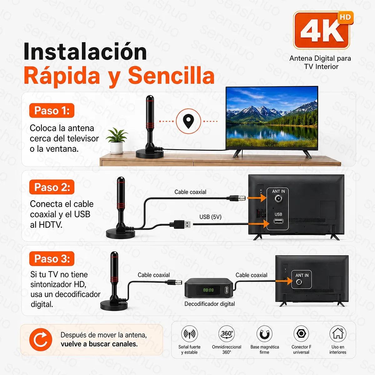Antena Digital Interior para TV